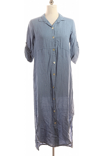 Šaty Lněné Modré Outlet Vel. 42/44