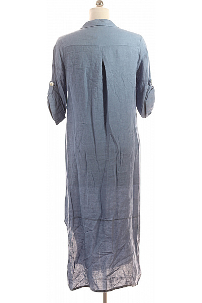 Šaty Lněné Modré Outlet Vel. 42/44