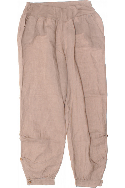 Dámské Kalhoty Letní Lněné Béžové Outlet Vel. 50/52