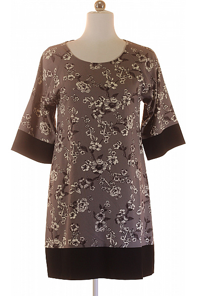  Šaty s Květinovým Potiskem Šedé Closet