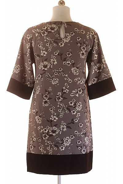  Šaty s Květinovým Potiskem Šedé Closet