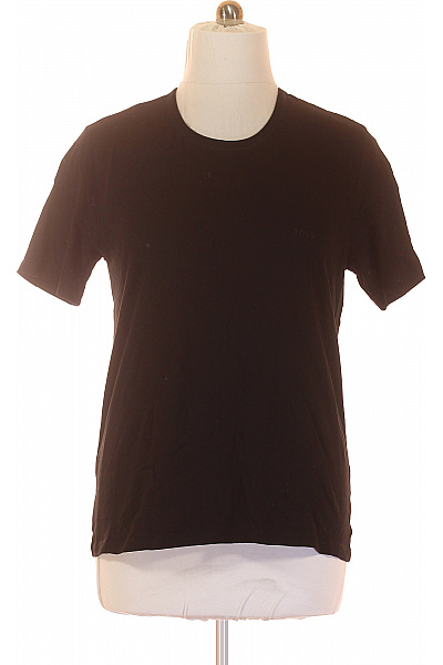 Jednoduché Pánské Tričko s Krátkým Rukávem Bavlněné Černé Hugo Boss