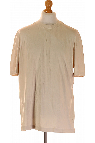 Calvin Klein Pánské Tričko Béžové Second Hand Vel. M