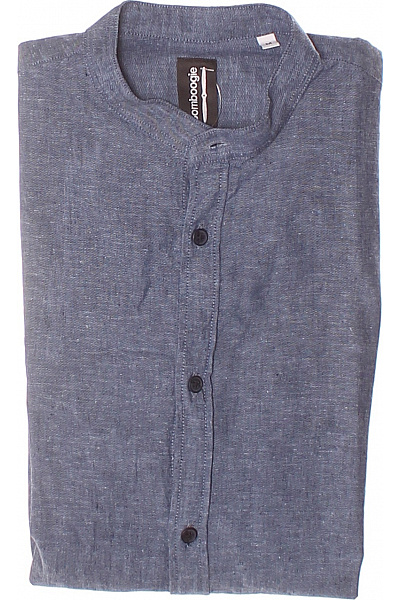 Pánská Košile Jednobarevná Lněná Modrá BOMBOOGIE Vel. M | BOMBOOGIE | obrázek 2