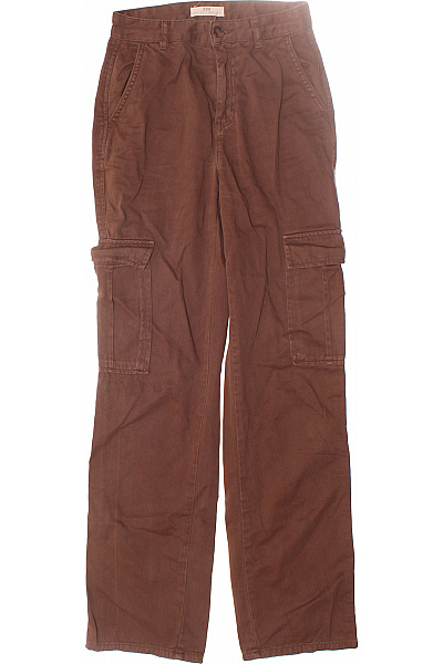 STRADIVARIUS Dámské Kalhoty Kapsáče Hnědé Second hand Vel.  34
