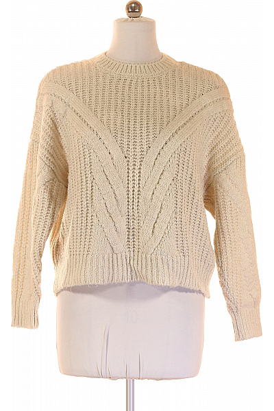 MAVI Dámský krémový acrylový hrubě pletený pulovr copánkový vzor podzimní Vel. M | MAVI | obrázek 2