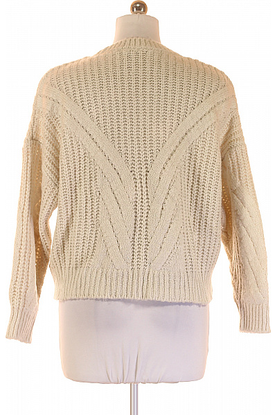 MAVI Dámský krémový acrylový hrubě pletený pulovr copánkový vzor podzimní Vel. M | MAVI | obrázek 3