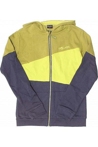 TROLLKIDS Dívčí celorozepínací mikina tříbarevná žlutá zelená tmavěmodrá Velikost 176 | TROLLKIDS | obrázek 2