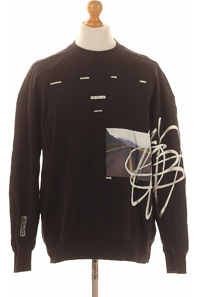 Hugo Boss Pánská Mikina Bez Zapínání Černá Second Hand Vel. M