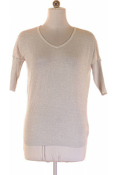 Amisu Dámská viskózová pletená halenka se stříbrnou lesklou V výstřih delší Vel. M | Amisu | obrázek 2