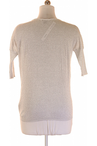 Amisu Dámská viskózová pletená halenka se stříbrnou lesklou V výstřih delší Vel. M | Amisu | obrázek 3