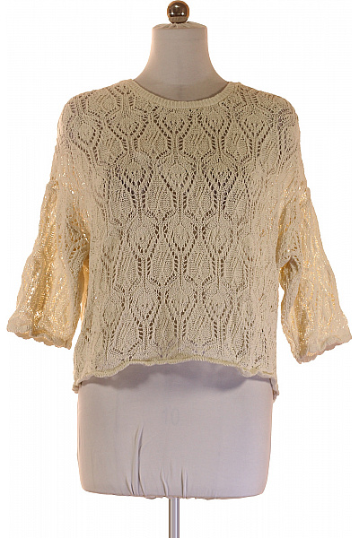 reserved Dámská bavlněná crop pletená halenka krémová lístkový vzor Velikost XL | reserved | obrázek 2