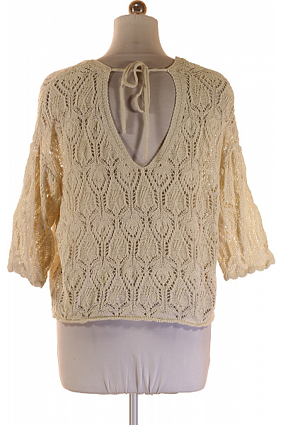 reserved Dámská bavlněná crop pletená halenka krémová lístkový vzor Velikost XL | reserved | obrázek 3