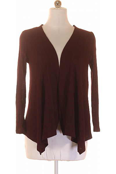 PULL&BEAR Dámský bordó žebrovaný lehký volný kardigan asymetrický jarní podzimní Velikost M | PULL&BEAR | obrázek 2