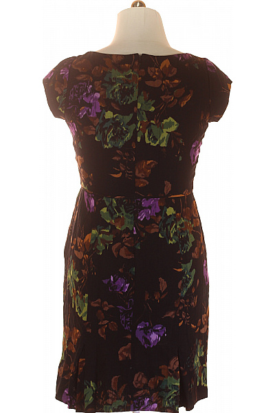 Hobbs  Šaty s Květinovým Potiskem Vlněné Černé