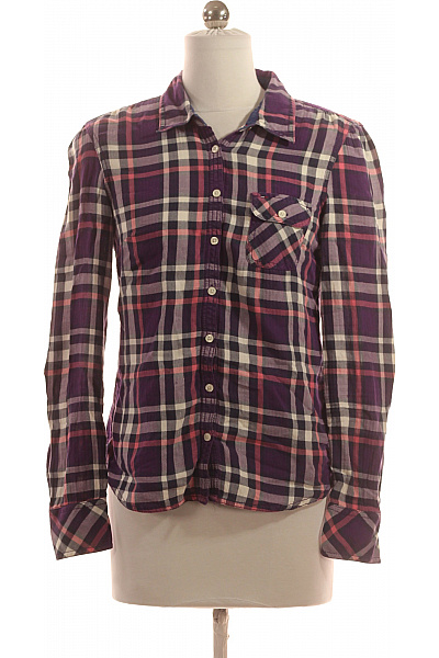 TOMMY HILFIGER Kostkovaná Dámská Košile Fialová Vel. S