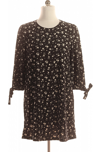 MANGO  Šaty s Květinovým Potiskem Černé Second hand Vel. M