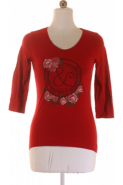 Dámské Tričko s Potiskem Červené S.OLIVER Second hand Vel. 38