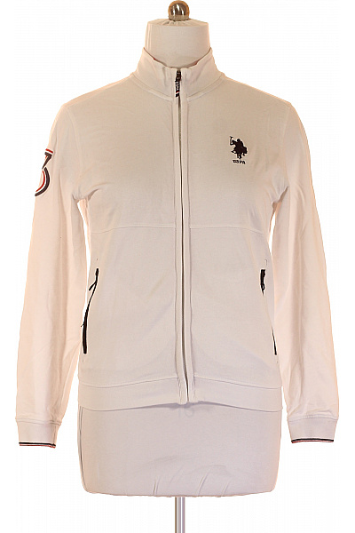 U.S.POLO ASSN. Pánská Mikina Na Zip Bílá Second Hand Vel. M