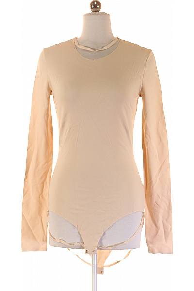 Maison Margiela Dámské Viskózové Body Dlouhý Rukáv Hladké Béžové Basic Vel. 46