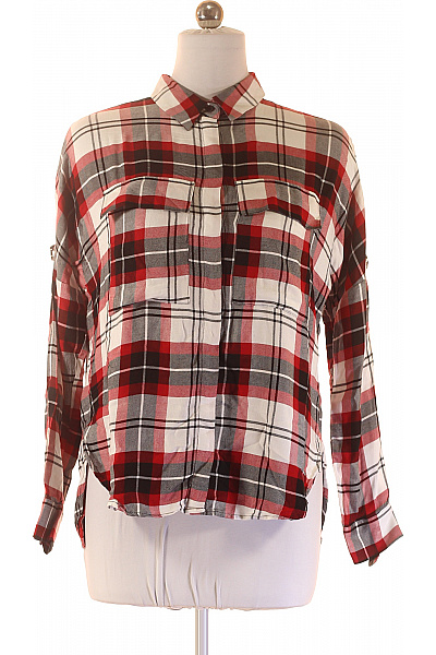 MANGO Dámská červeno bílá kostkovaná flanelová košile dlouhý rukáv volná ležérní Velikost s | MANGO | obrázek 2