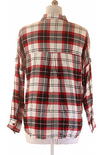 MANGO Dámská červeno bílá kostkovaná flanelová košile dlouhý rukáv volná ležérní Velikost s | MANGO | obrázek 3