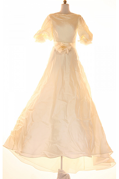 Šaty Hedvábné Béžové Second Hand Vel. 38