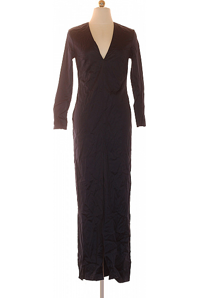 WOOD WOOD Dámské Dlouhé šaty S Dlouhým Rukávem A Rozparkem Vel. S