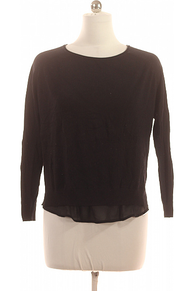 Esmara Dámský černý Viskózový Pulovr Lehký Volný S Košilovou Vsadkou Vel. 44/46