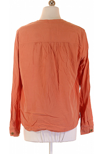 MANGO Oranžová dámská košile s dlouhým rukávem ležérní bez límečku Velikost s | MANGO | obrázek 3