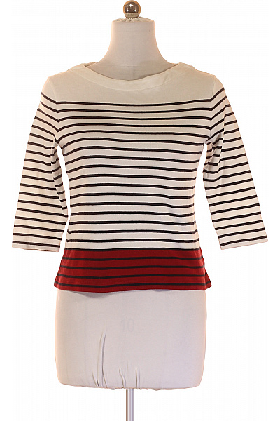 Hobbs Dámský Bavlněný Pruhovaný Pulovr Tříčtvrteční Rukáv červená Vel. M