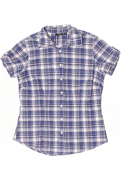 LINDEX Dámská modrá kostkovaná košile krátký rukáv vypasovaná ležérní Velikost 38 | LINDEX | obrázek 2
