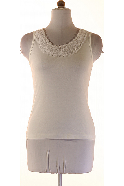 Orsay Dámské Bílé Tílko S Nabíraným Kulatým Výstřihem Basic Vel. XS