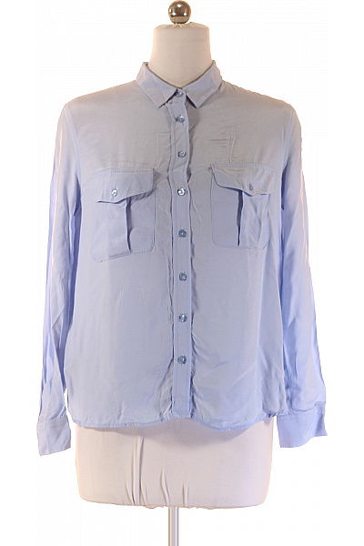 MANGO Dámská viskózová modrá košile dlouhý rukáv ležérní business Velikost m | MANGO | obrázek 2