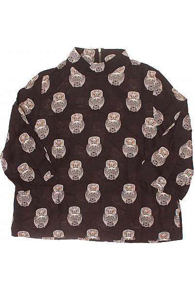 HM  Dámská černá halenka sovy vzor se stojáčkem na zip krátký rukáv Velikost 40 | HM  | obrázek 2