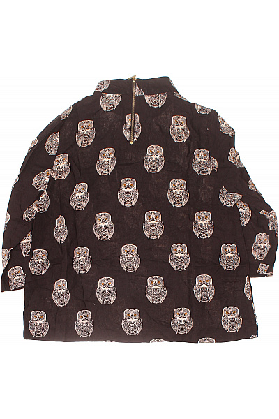 HM  Dámská černá halenka sovy vzor se stojáčkem na zip krátký rukáv Velikost 40 | HM  | obrázek 3