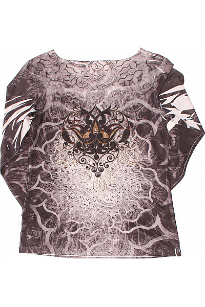 Dámská halenka s dlouhým rukávem černobílá vzorovaná s kamínky Vel. M | Unimoda | obrázek 3