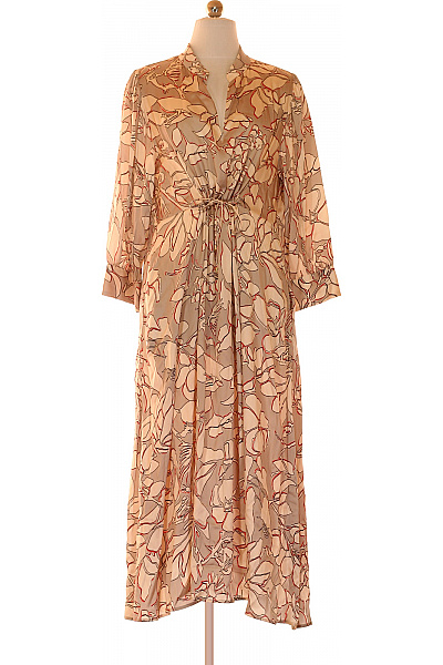 MARCCAIN Dámské šaty S Dlouhým Rukávem Květované Béžové Velikost L