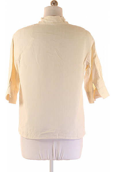 Krémová halenka s mašlí elegantní retro volná s 3/4 rukávem Velikost L | Unimoda | obrázek 3