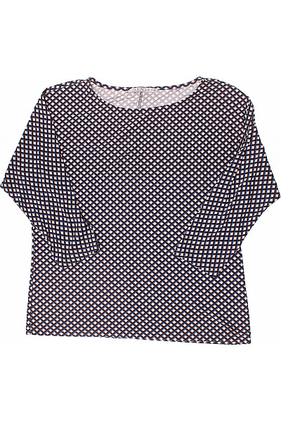 QUIOSQE Dámské Tričko S Lodičkovým Výstřihem A Tříčtvrtečním Rukávem Geometrický Vzor Vel. 40