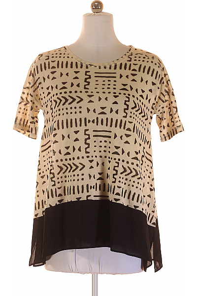 Next Dámská polyesterová tuniková halenka béžová černá etno vzorovaná volná Velikost 42 | Next | obrázek 2