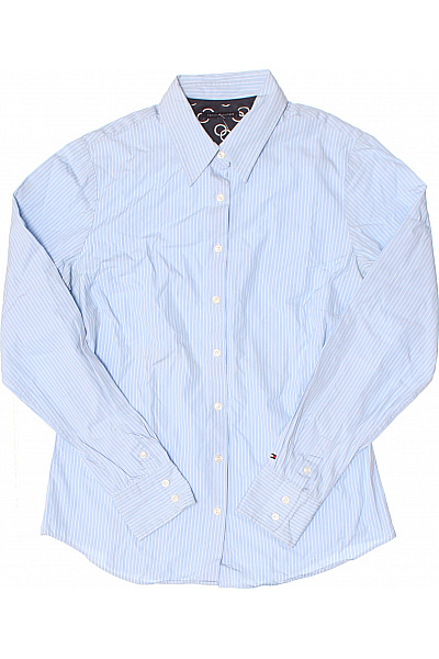 TOMMY HILFIGER Dámská Modrá Pruhovaná Košile S Dlouhým Rukávem Elegantní Velikost 10