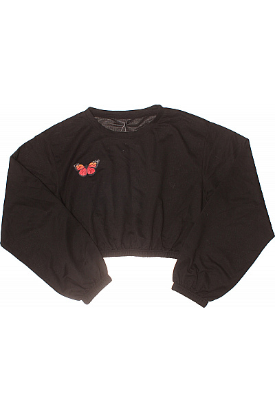 shein Dámský černý crop top s motýlem a balonový rukáv Vel. M | shein | obrázek 2