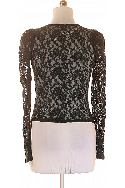 ONLY Dámská tmavě zelená krajková halenka s dlouhým rukávem a výstřihem do V Vel. M | ONLY | obrázek 3