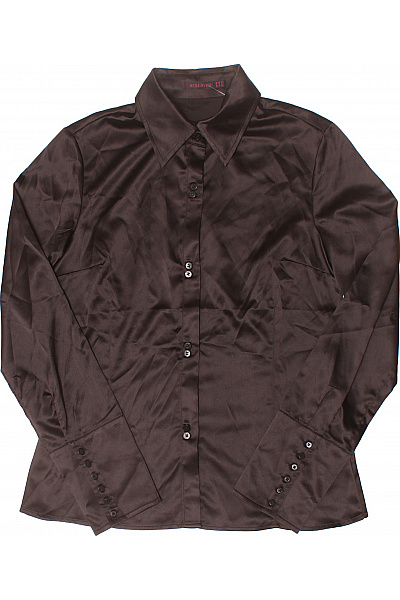 reserved Dámská hnědá lesklá košile dlouhý rukáv vypasovaná elegantní Vel. m | reserved | obrázek 2