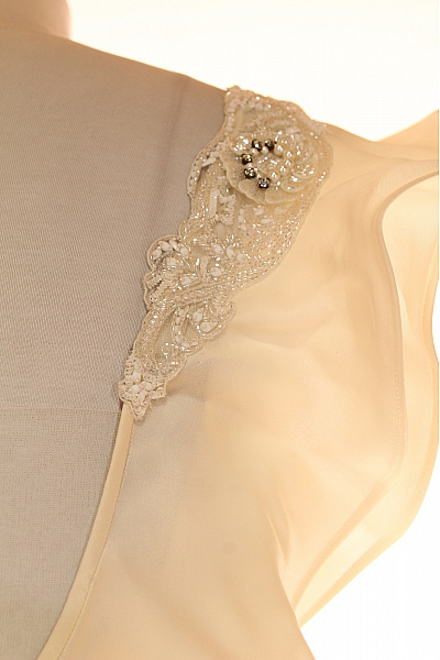 Svatební šaty  Šaty Hedvábné Béžové Vel. 38 | Unimoda | obrázek 4