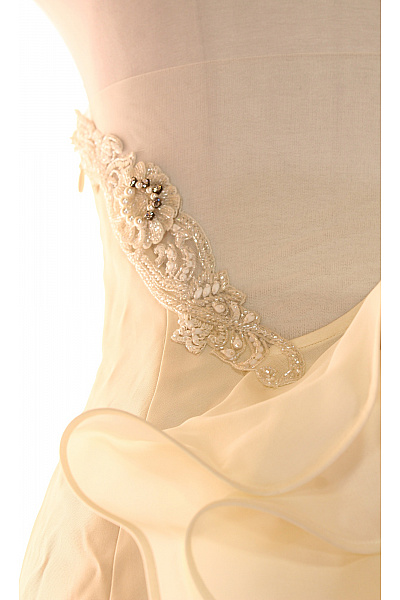 Svatební šaty  Šaty Hedvábné Béžové Vel. 38 | Unimoda | obrázek 5