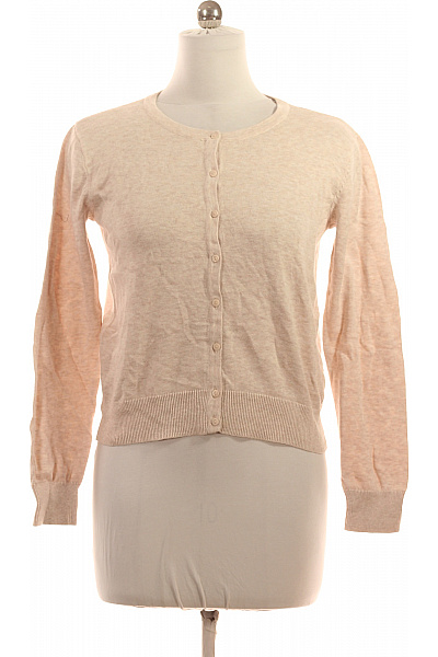 HM  Dámský bavlněný kardigan propínací basic béžový žebrovaný lehký Velikost M | HM  | obrázek 2