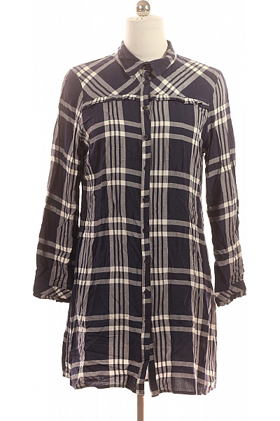 F&F Dámské modré kostkované košilové tunikové šaty s dlouhým rukávem Velikost 42 | F&F | obrázek 2