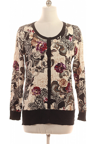 Paola Dámský viskózový kardigan vzorovaný květinový elegantní propínací jarní podzimní Vel. 40 | Paola | obrázek 2